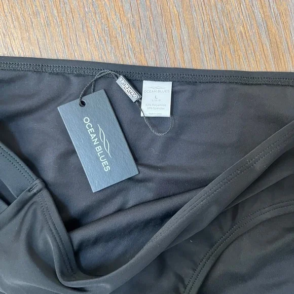 🌊Ocean Blues Womens Black Strappy Side Cutout Bikini Bottom Swimwear Size Large - Picture 3 of 3